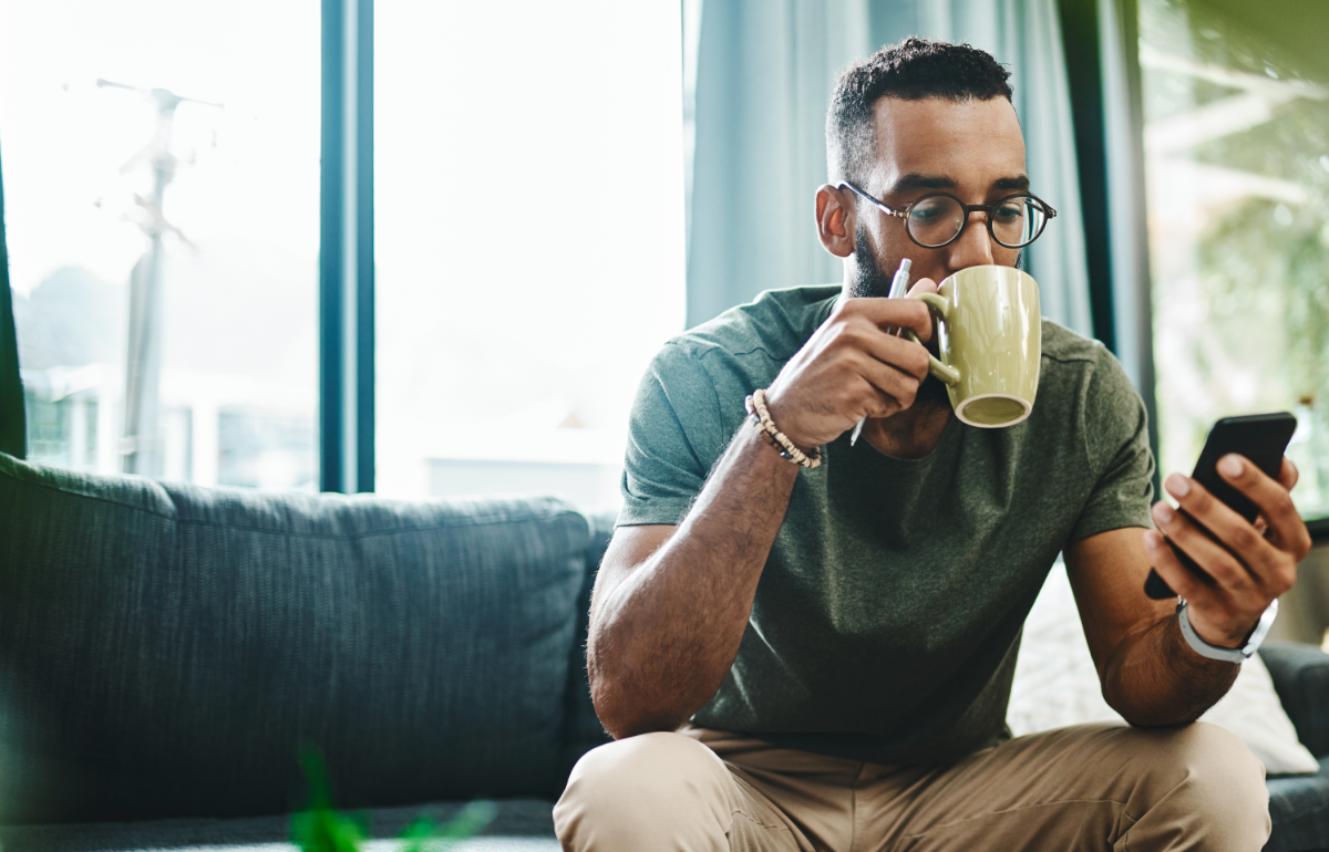 Man drinking coffee